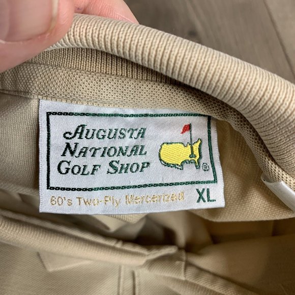Augusta National Golf Shop 60's Two Ply  Mens Polo Shirt X Large Tan SS Collared - Picture 7 of 8